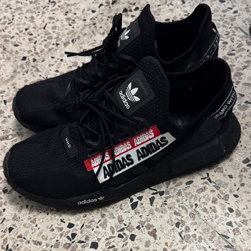 Adidas Men's Black and White Sneakers